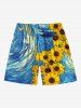 Tenue de plage hawaïenne assortie grande taille à imprimé tournesol pour couple - Bleu 