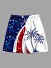 Patriotic American Flag Galaxy Coconut Tree Print Plus Size Matching Outfit For Couples -  