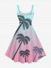 Tenue de plage hawaïenne assortie grande taille à imprimé cocotier ombré colorblock pour couples - Rose clair 