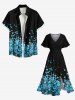 Tenue de plage hawaïenne assortie grande taille à imprimé floral pour couples - Noir 