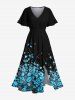 Tenue de plage hawaïenne assortie grande taille à imprimé floral pour couples - Noir 
