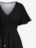 Tenue de plage hawaïenne assortie grande taille à imprimé floral pour couples - Noir 