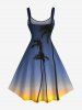 Robe débardeur hawaïenne trapèze grande taille à imprimé galaxie ombré cocotier - Bleu profond 3X