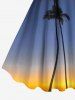Plus Size Coconut Tree Ombre Galaxy Print Hawaii A Line Tank Dress -  