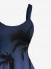 Plus Size Coconut Tree Ombre Galaxy Print Hawaii A Line Tank Dress -  