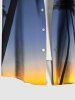 Plus Size Coconut Tree Ombre Galaxy Print Hawaii Button Pocket Shirt For Men -  