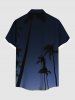 Plus Size Coconut Tree Ombre Galaxy Print Hawaii Button Pocket Shirt For Men -  