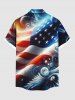 Chemise grande taille à imprimé drapeau américain patriotique ombré et poches boutonnées pour homme - Bleu profond 5XL
