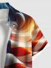 Chemise grande taille à imprimé drapeau américain patriotique ombré et poches boutonnées pour homme - Bleu profond 4XL