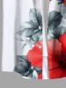 Chemise hawaïenne grande taille à imprimé floral et feuilles tropicales pour homme - Rouge 6XL