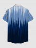 Plus Size Ombre Light Beam Print Hawaii Button Pocket Shirt For Men -  
