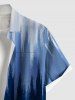 Chemise hawaïenne grande taille à imprimé faisceau lumineux ombré et poches boutonnées pour homme - Bleu profond M