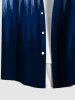 Chemise hawaïenne grande taille à imprimé faisceau lumineux ombré et poches boutonnées pour homme - Bleu profond 3XL