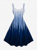Plus Size Ombre Light Beam Print Hawaii A Line Tank Dress -  