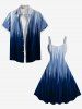 Plus Size Ombre Light Beam Print Hawaii A Line Tank Dress -  