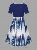 Plus Size Tie Dye Ombre Light Wave Print Hawaii Cinched A Line Dress -  