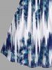 Robe trapèze cintrée grande taille à imprimé vague légère et tie-dye ombré style hawaïen - Bleu 4X