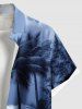 Chemise hawaïenne grande taille à imprimé cocotier, fleur, soleil, ombré, ciel, nuages, boutonnée et poche pour homme - Bleu 4XL