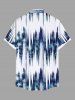 Chemise hawaïenne grande taille à imprimé vague légère et tie-dye ombré avec poches boutonnées pour homme - Blanc 2XL