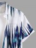 Chemise hawaïenne grande taille à imprimé vague légère et tie-dye ombré avec poches boutonnées pour homme - Blanc 2XL