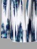 Chemise hawaïenne grande taille à imprimé vague légère et tie-dye ombré avec poches boutonnées pour homme - Blanc 4XL