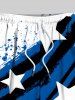 Plus Size Ink Painting Splatter Patriotic American Flag Print Drawstring Beach Shorts For Men -  