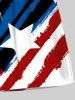 Plus Size Ink Painting Splatter Patriotic American Flag Print Drawstring Beach Shorts For Men -  