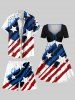 Plus Size Ink Painting Splatter Patriotic American Flag Print Drawstring Beach Shorts For Men -  