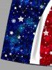 Plus Size Patriotic American Flag Galaxy Coconut Tree Print Hawaii Beach Shorts For Men -  