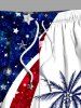 Plus Size Patriotic American Flag Galaxy Coconut Tree Print Hawaii Beach Shorts For Men -  