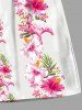 Plus Size Hibiscus Flowers Tropical Leaf Flamingo Print Hawaii Beach Shorts For Men -  