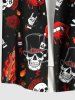Chemise grande taille à boutons et poches pour homme, motif tête de mort, flamme, guitare, lèvres, rose - Noir 4XL