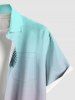 Chemise hawaïenne grande taille à imprimé cocotiers ombré et colorblock, boutons et poches, pour homme - Rose clair 6XL