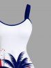 Robe débardeur hawaïenne grande taille à imprimé éclaboussures de peinture et drapeau américain patriotique et cocotier - Blanc S
