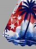 Plus Size Patriotic American Flag Paint Splatter Coconut Tree Print Hawaii Tank Dress -  