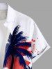 Plus Size Patriotic American Flag Paint Splatter Coconut Tree Print Buttons Pocket Shirt For Men -  