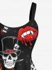 Plus Size Skulls Fireflame Guitar Lips Rose Flower Print Tank Dress -  