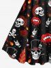 Robe débardeur grande taille à imprimé tête de mort, flamme, guitare, lèvres, rose - Noir M
