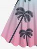 Plus Size Coconut Tree Ombre Colorblock Print Hawaii Tank Dress -  