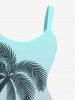 Plus Size Coconut Tree Ombre Colorblock Print Hawaii Tank Dress -  