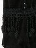 Gothic Rose Flower Mesh Applique Rivet Lace Trim Velvet Tassel Flare Pants -  