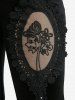 Gothic Rose Flower Mesh Applique Rivet Lace Trim Velvet Tassel Flare Pants -  