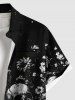 Chemise hawaïenne grande taille à boutons et poches, imprimé tournesols et crânes, pour homme - Noir S