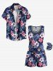 Combinaison hawaïenne cintrée grande taille à imprimé feuilles tropicales et fleurs d'hibiscus - Bleu profond XS