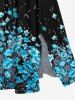Plus Size Flowers Print Split Hawaii Midi Dress -  
