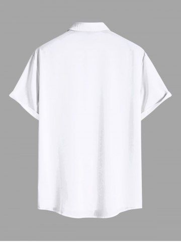 Plus Size Tropical Leaf Hibiscus Flowers Print Buttons Pocket Hawaii Shirt For Men