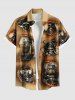 Tenue de plage hawaïenne assortie grande taille, motif crâne, bateau pirate, aigle, feu, flamme, déchiré, imprimé 3D, pour couples - café 