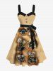 Tenue de plage hawaïenne assortie grande taille, motif crâne, bateau pirate, aigle, feu, flamme, déchiré, imprimé 3D, pour couples - café 