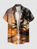 Tenue de plage hawaïenne assortie grande taille, motif cocotier, plage, coucher de soleil ombré, pour couples - Orange 