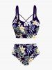 Tropical Leaf Branch Hibiscus Flower Print Shirt Swimsuit Plus Size Matching Hawaii Beach Outfit For Couples -  